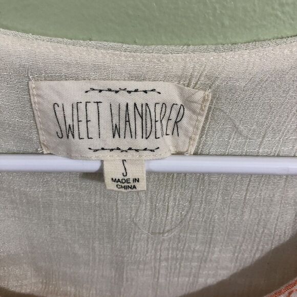 Sweet Wanderer Women's Sleeveless Tank Top Ivory Orange Size Small - Picture 4 of 5